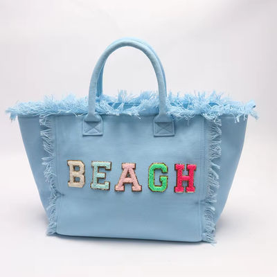 O mais novo de moda Keymay Tassel Fringe Large Canvas Tote Bag com duas alças/cordas