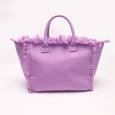 O mais novo de moda Keymay Tassel Fringe Large Canvas Tote Bag com duas alças/cordas