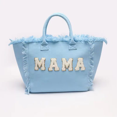 O mais novo de moda Keymay Tassel Fringe Large Canvas Tote Bag com duas alças/cordas