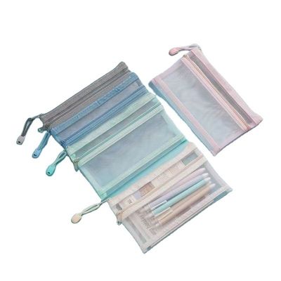 Sacos de malha personalizados Sacos de maquiagem Organizador de viagens cosméticos Sacos de armazenamento