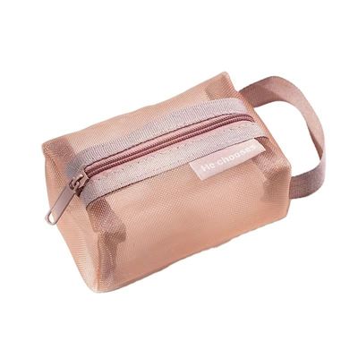 Diária Vida Escolar Malha de Nylon Poliéster Impermeável Logotipo Personalizado Saco de Maquiagem de Viagem Pequeno