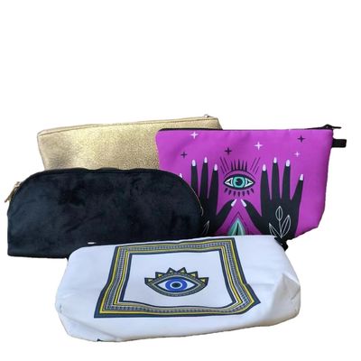 Promoção de compras beleza poliéster fechadura maquiagem de viagem bolsa cosmética tamanho médio