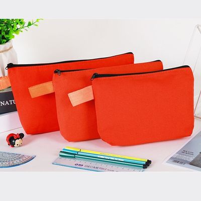 Saco de lápis de fitas retangulares de lona para logotipo personalizado Impresso Saco de maquiagem e itens essenciais de viagem
