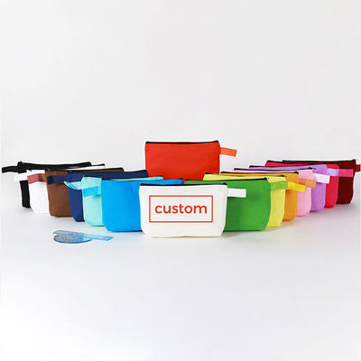 Saco de lápis de fitas retangulares de lona para logotipo personalizado Impresso Saco de maquiagem e itens essenciais de viagem