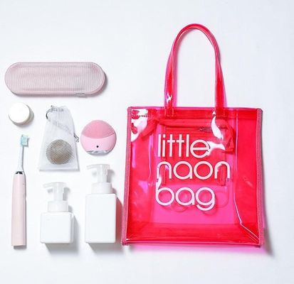 Caixa Incluída Logotipo Personalizado Saco de Tote PVC Transparente Com Zipper e Bolso