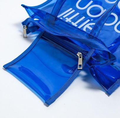 Caixa Incluída Logotipo Personalizado Saco de Tote PVC Transparente Com Zipper e Bolso