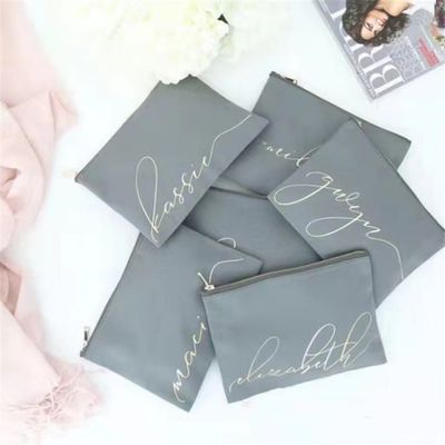 Regalos personalizados para damas de honor Bolsas de maquiagem em tela em branco com fecho de fecho personalizado