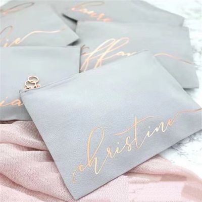 Regalos personalizados para damas de honor Bolsas de maquiagem em tela em branco com fecho de fecho personalizado