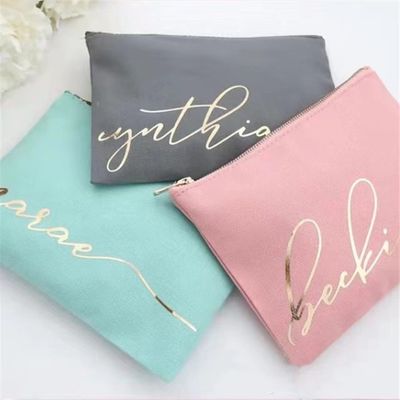 Regalos personalizados para damas de honor Bolsas de maquiagem em tela em branco com fecho de fecho personalizado