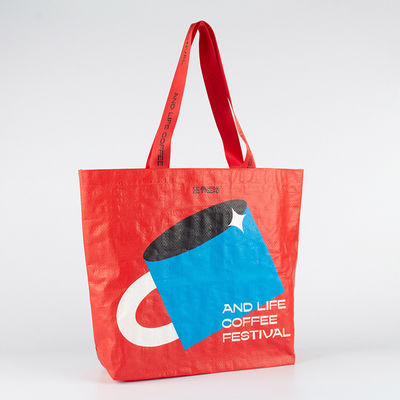 Saco Tote personalizado com manipulação de impressão Saco tecido de polipropileno laminado de trabalho pesado