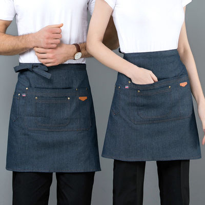 Avental de cintura com material denim e impressão de logotipo personalizado