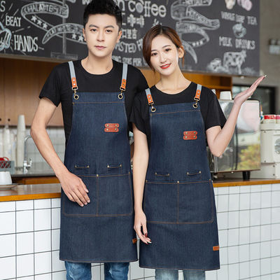 Logotipo personalizado de algodão de denim imprimido Apron bib ideal para ambientes de bar e restaurante ocupados