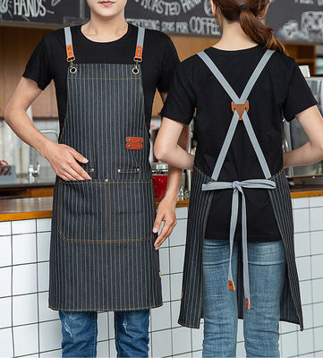Logotipo personalizado de algodão de denim imprimido Apron bib ideal para ambientes de bar e restaurante ocupados