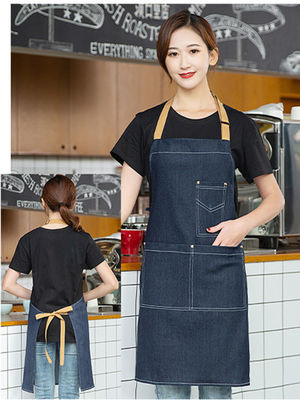 Logotipo personalizado de algodão de denim imprimido Apron bib ideal para ambientes de bar e restaurante ocupados