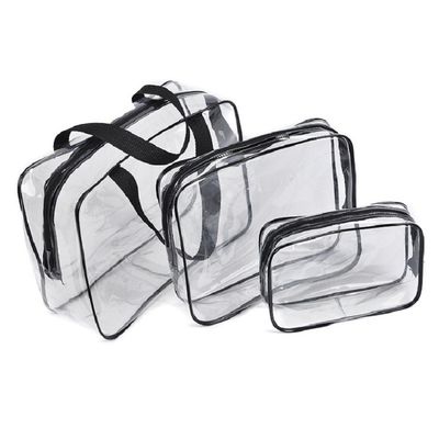 Saco cosmético transparente de cristal de 3 PC para viagens e artigos de higiene aceitável