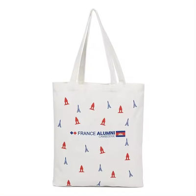 Duas alças de impressão de tecido de algodão simples bolsas Tote com logotipo personalizado