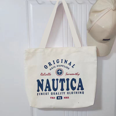 Duas alças de impressão de tecido de algodão simples bolsas Tote com logotipo personalizado