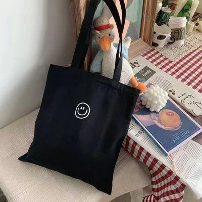 Duas alças de impressão de tecido de algodão simples bolsas Tote com logotipo personalizado