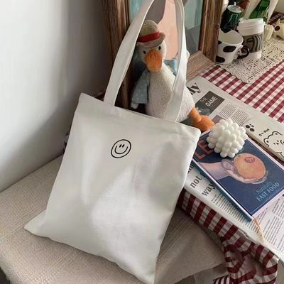 Duas alças de impressão de tecido de algodão simples bolsas Tote com logotipo personalizado