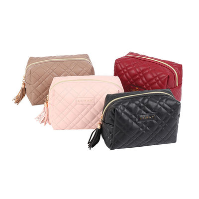Sacos cosméticos de maquiagem de couro PU com combinação de cores personalizadas