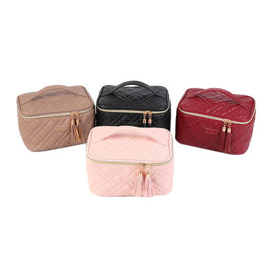 Sacos cosméticos de maquiagem de couro PU com combinação de cores personalizadas