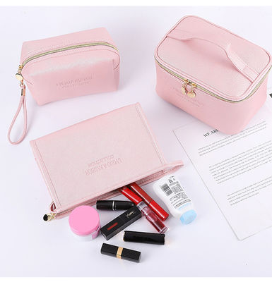 Bolsa de cosméticos de veludo de 3 peças para mulheres organizador de fechaduras de beleza