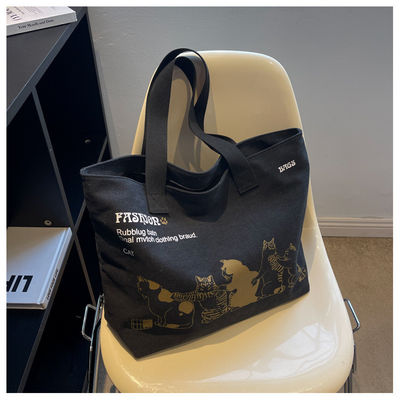 Bolsa de compras de lona de moda de poliéster revestida de tamanho personalizado para mulheres