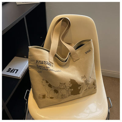 Bolsa de compras de lona de moda de poliéster revestida de tamanho personalizado para mulheres
