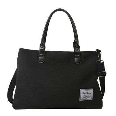 Nenhuma Decoração de algodão Saco de compras grande com bolso e fecho logotipo de impressão personalizado