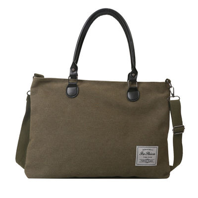 Nenhuma Decoração de algodão Saco de compras grande com bolso e fecho logotipo de impressão personalizado