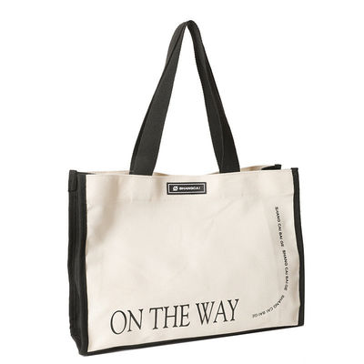 Saco de compras de algodão pesado de fechamento aberto com saco de toque de lona de cor personalizada
