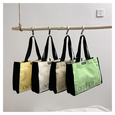 Saco de compras de algodão pesado de fechamento aberto com saco de toque de lona de cor personalizada