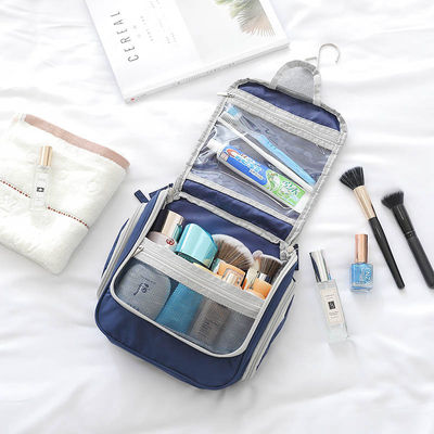 Bolsa de cosméticos de viagem personalizada com fecho de fecho de fecho e bolso incluído