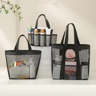 Saco de Tote de praia de malha essencial de verão com bolsos múltiplos e cor personalizada