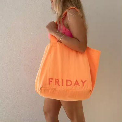 Saco de algodão de lona de grande porte para compras na praia aceitável OEM / ODM por design criativo