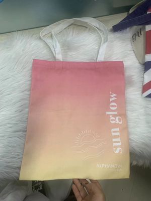 Sacos grandes de algodão com bolso e fecho em padrão de avestruz com material
