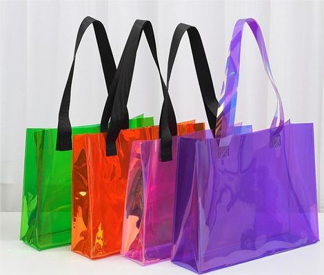 Logotipo personalizado Transparente Impermeável Neon Candy Color PVC Tote Bag para publicidade