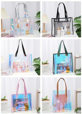 Logotipo personalizado Transparente Impermeável Neon Candy Color PVC Tote Bag para publicidade