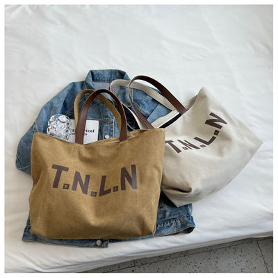 Minimalista Saco grande Tote para Mulheres Algodão de lona Mensageiro Crossbody Bolsa