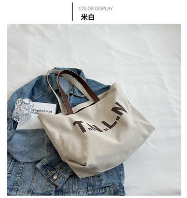 Minimalista Saco grande Tote para Mulheres Algodão de lona Mensageiro Crossbody Bolsa
