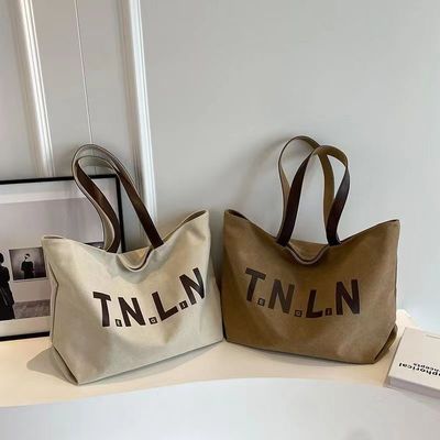 Minimalista Saco grande Tote para Mulheres Algodão de lona Mensageiro Crossbody Bolsa