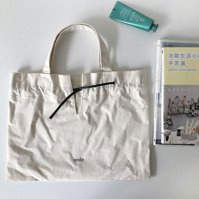 Material de revestimento de poliéster Logotipo personalizado Linho impresso de algodão de lona de cordas de desenho Tote Bag