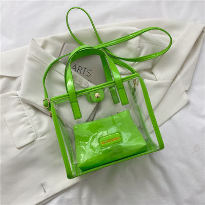 Forro de nylon aceitável OEM/ODM Sacos de compras de PVC transparentes com alça colorida