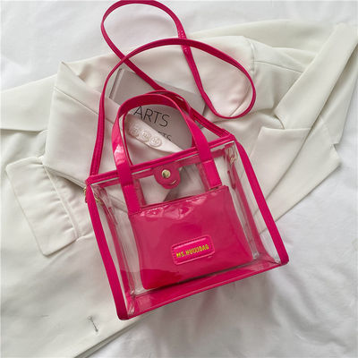 Forro de nylon aceitável OEM/ODM Sacos de compras de PVC transparentes com alça colorida