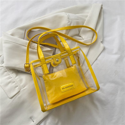 Forro de nylon aceitável OEM/ODM Sacos de compras de PVC transparentes com alça colorida