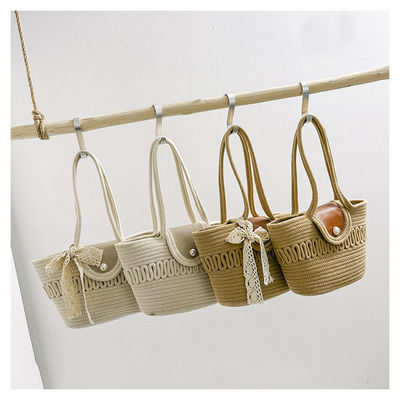 Saco de Tote de palha de bordado de praia de verão neutro para mulheres personalizadas