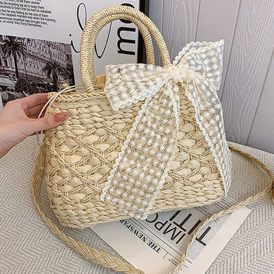 2024 Bolsas de ombro Tote Bag México Francês Cesto Palha Tecido Bolsas de praia Mulheres despojadas