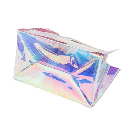 Saco de compras de PVC de cor personalizada de luxo impermeável holográfico transparente Tote para mulheres