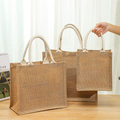 Moda Bolsa de mão de linho feminina de viagem reutilizável Tote Tote Jute Bag para compras de presentes