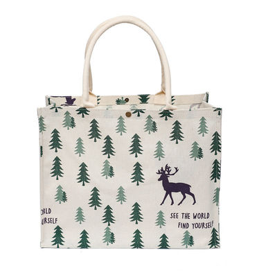 Bolsas de linho de algodão ecológico grandes Bolsas de Tote de junte de cânhamo de Hesse com design personalizado